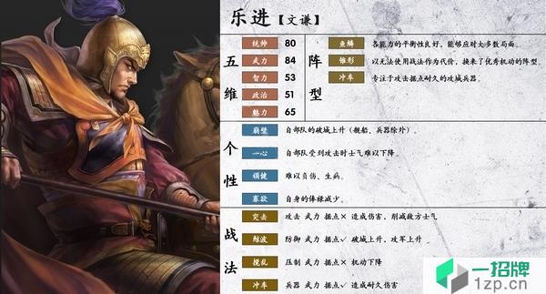 三国志14乐进武将图鉴 魏国武将乐进能力属性一览