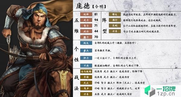 三国志14庞德武将图鉴 魏